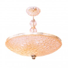 Circular brass and amber glass ceiling pendant